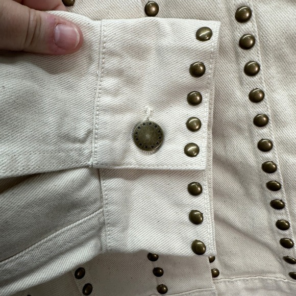 The GREAT Studded Slouchy Jean Jacket Natural Bone Western Style Size 3 Large - Picture 8 of 12